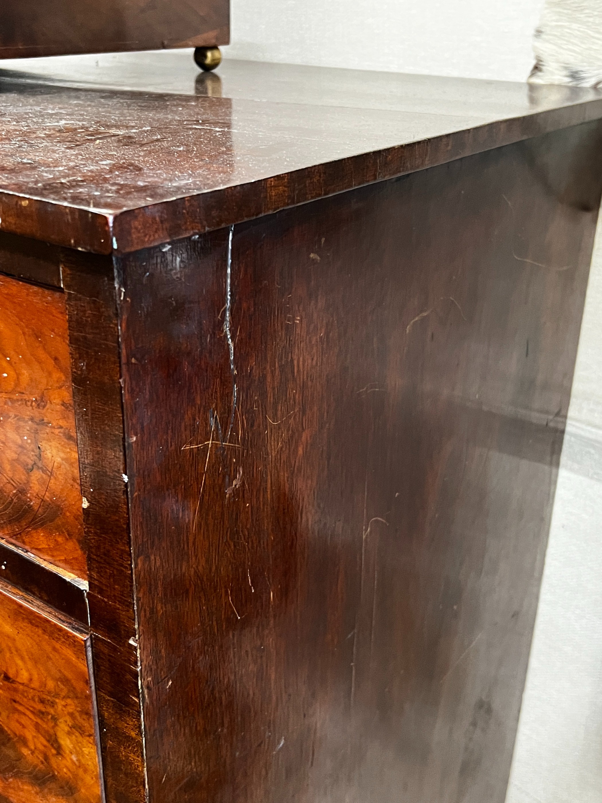A George IV and later mahogany five drawer chest, width 84cm, depth 55cm, height 119cm